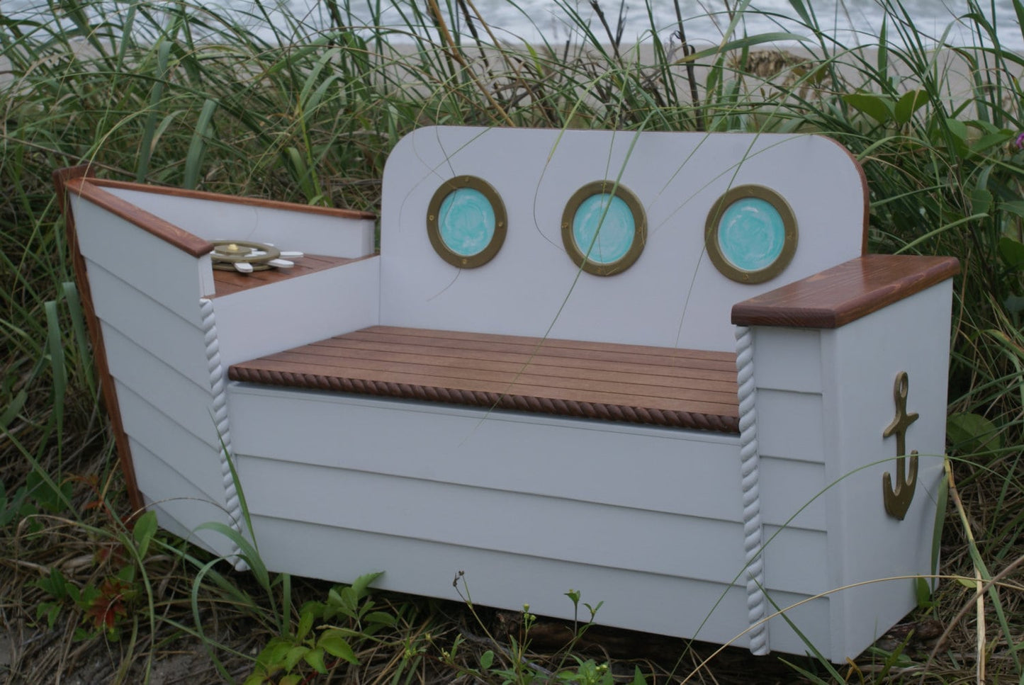 Nautical themed Storage bench for entryway or toy chest