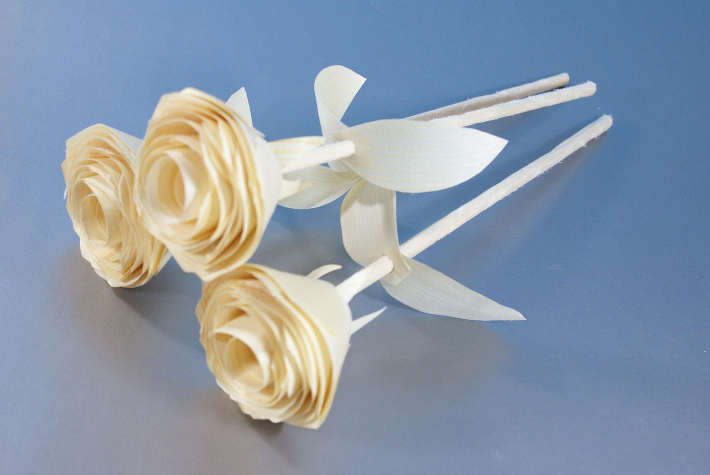 3 Handmade wood roses