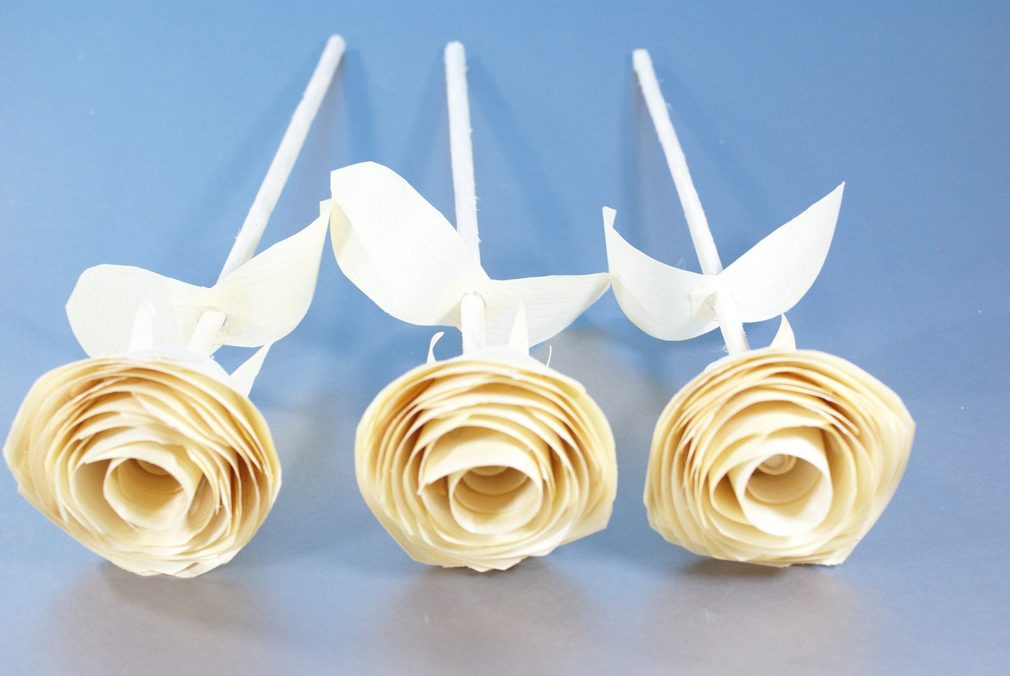 3 Handmade wood roses