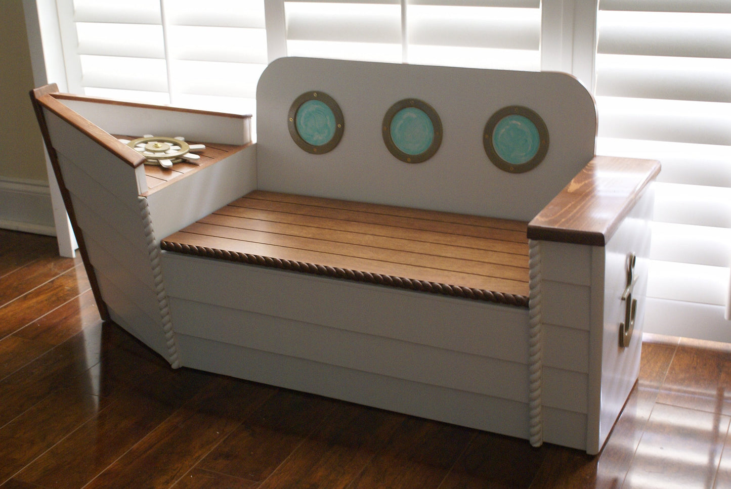 Nautical themed Storage bench for entryway or toy chest