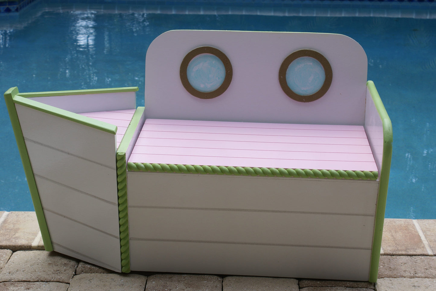 Pink and Green nautical storage chest toy box