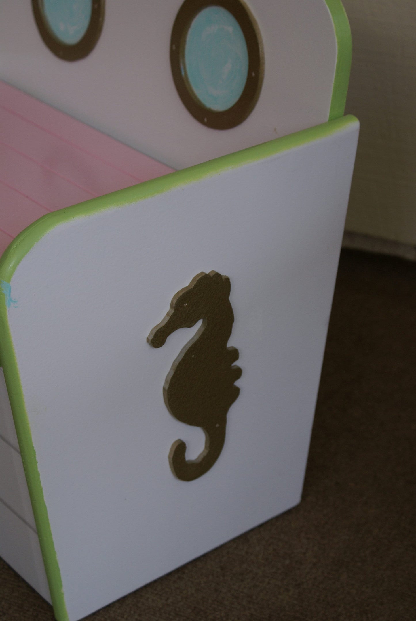Pink and Green nautical storage chest toy box