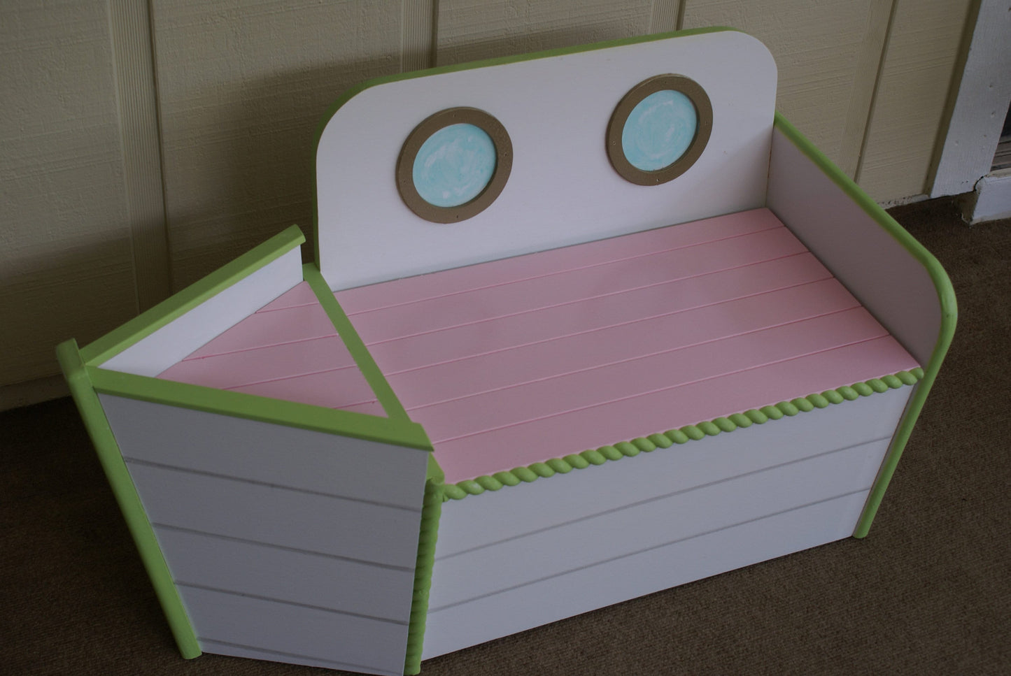 Pink and Green nautical storage chest toy box