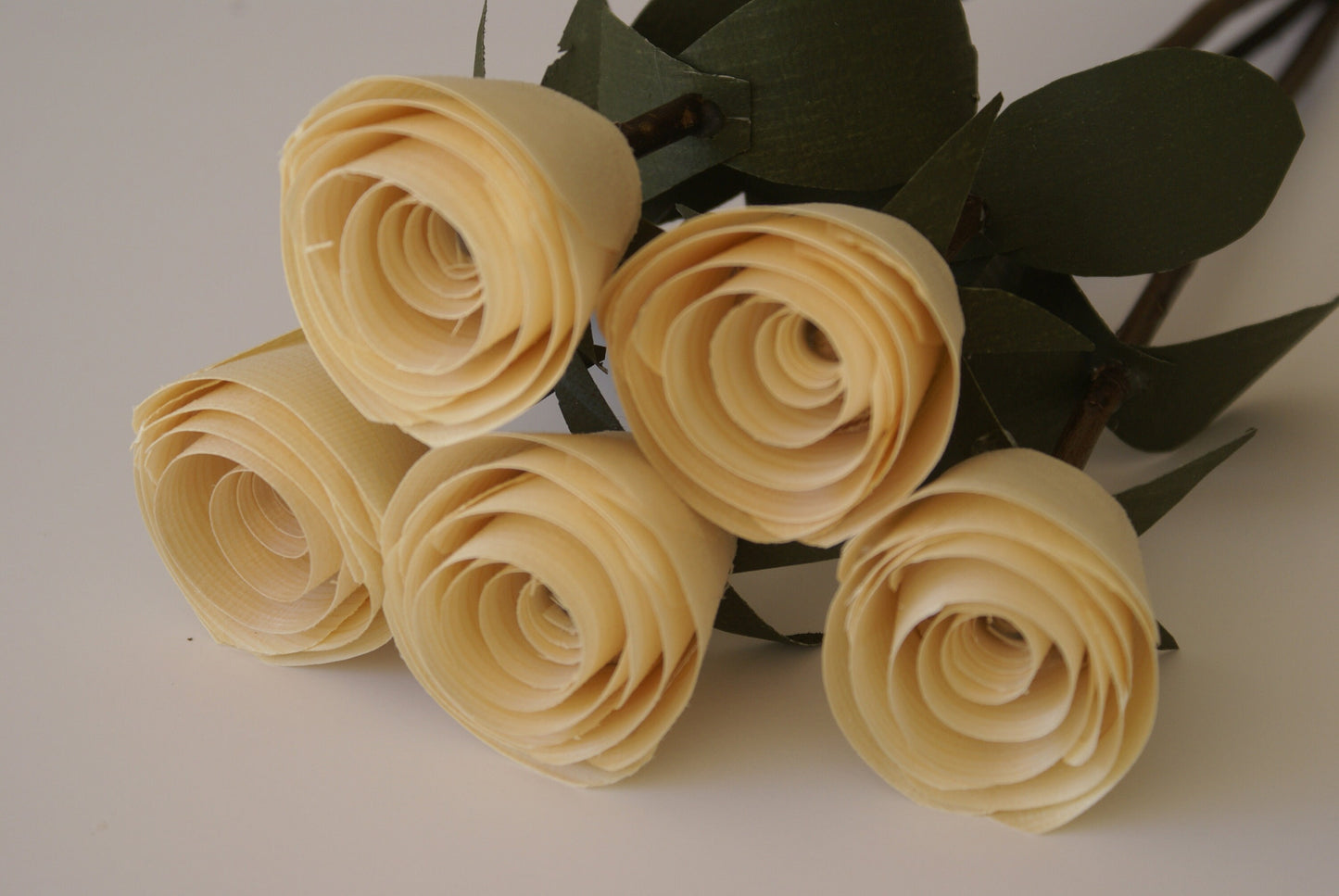 Handmade wood roses, wooden roses with real wood branches