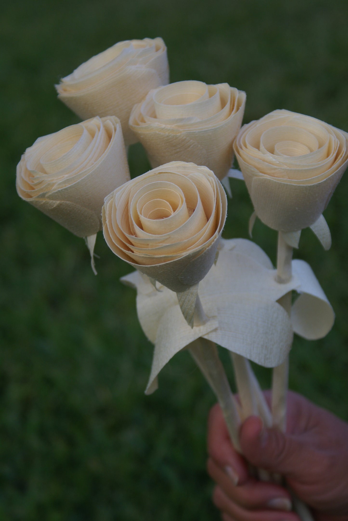 Handmade Wood Roses, 5 wood roses,