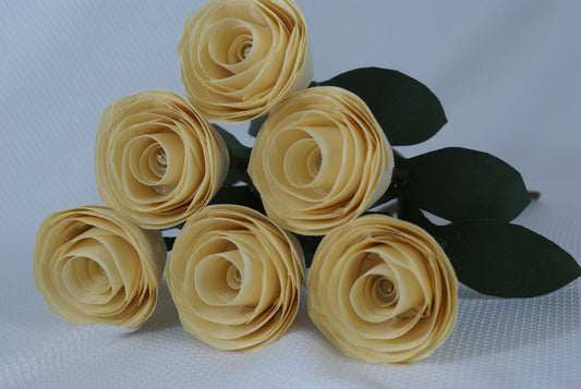 6 Wood Roses with tree branch stems