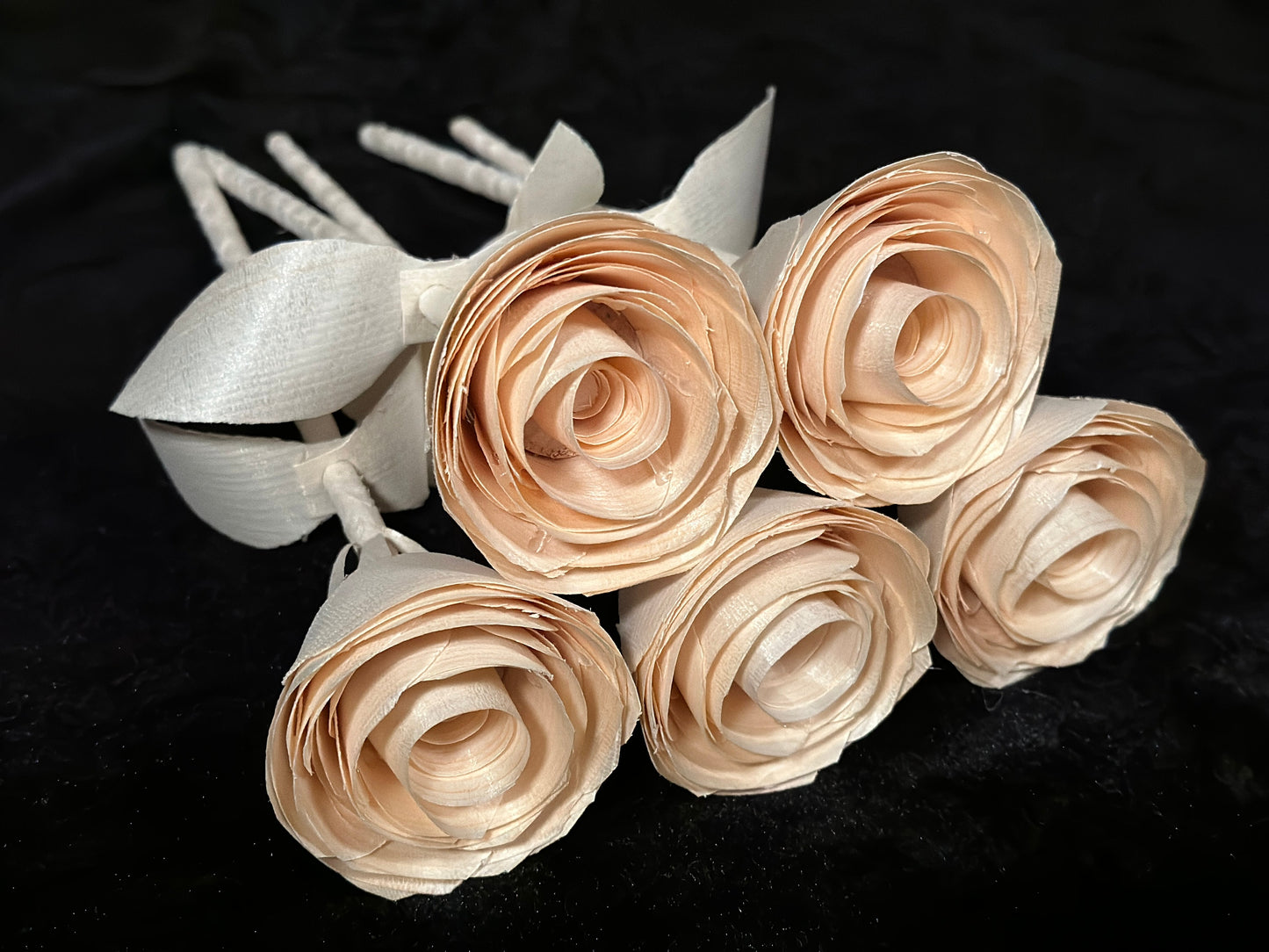 Handmade Wood Roses, 5 wood roses,