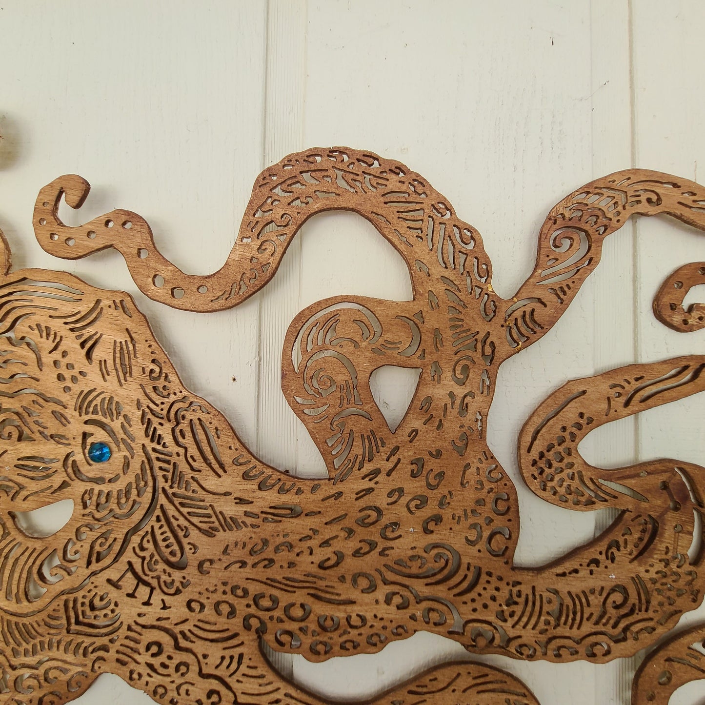 Octopus wall hanging, Kraken Mandela art, wood sign