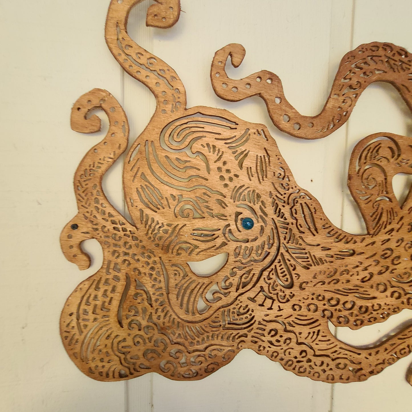 Octopus wall hanging, Kraken Mandela art, wood sign