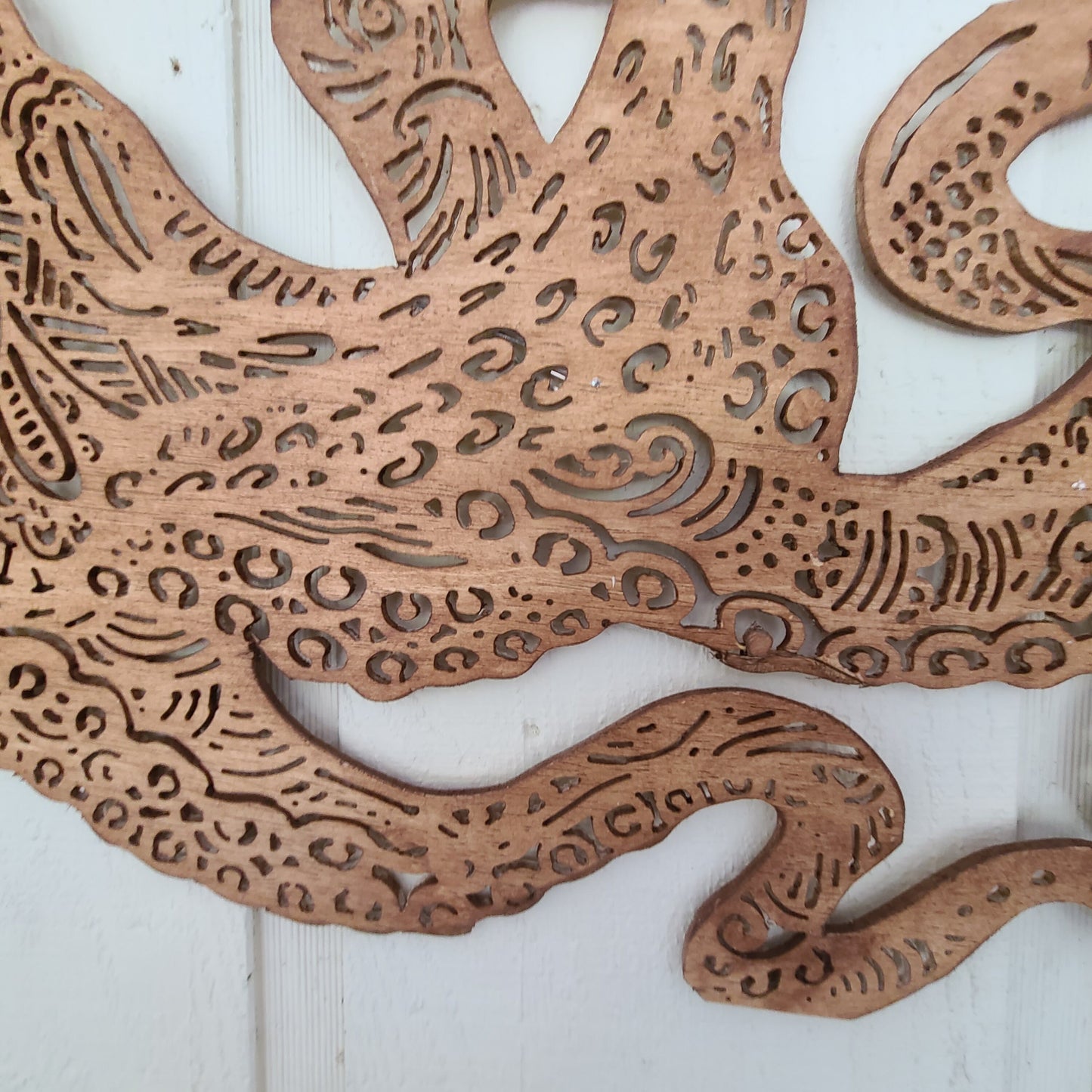 Octopus wall hanging, Kraken Mandela art, wood sign