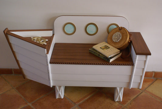 Nautical themed Storage bench for entryway or toy chest