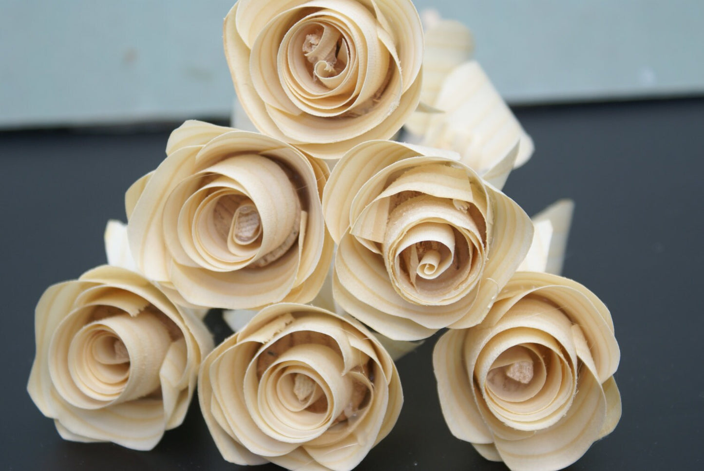 6 Handmade wooden roses