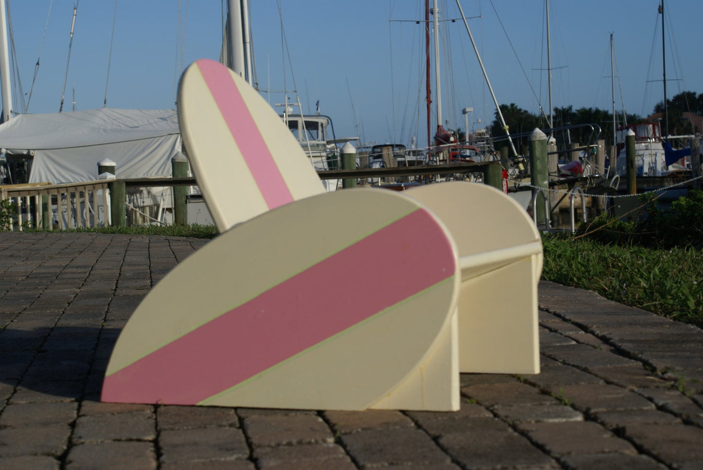 Kids Surfboard Chair with Pink stripe, nautical nursery, kids bedroom