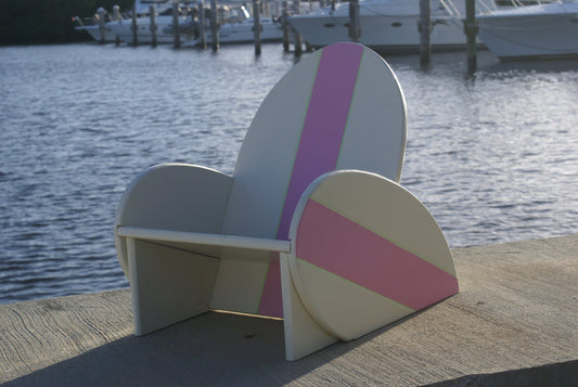 Kids Surfboard Chair with Pink stripe, nautical nursery, kids bedroom