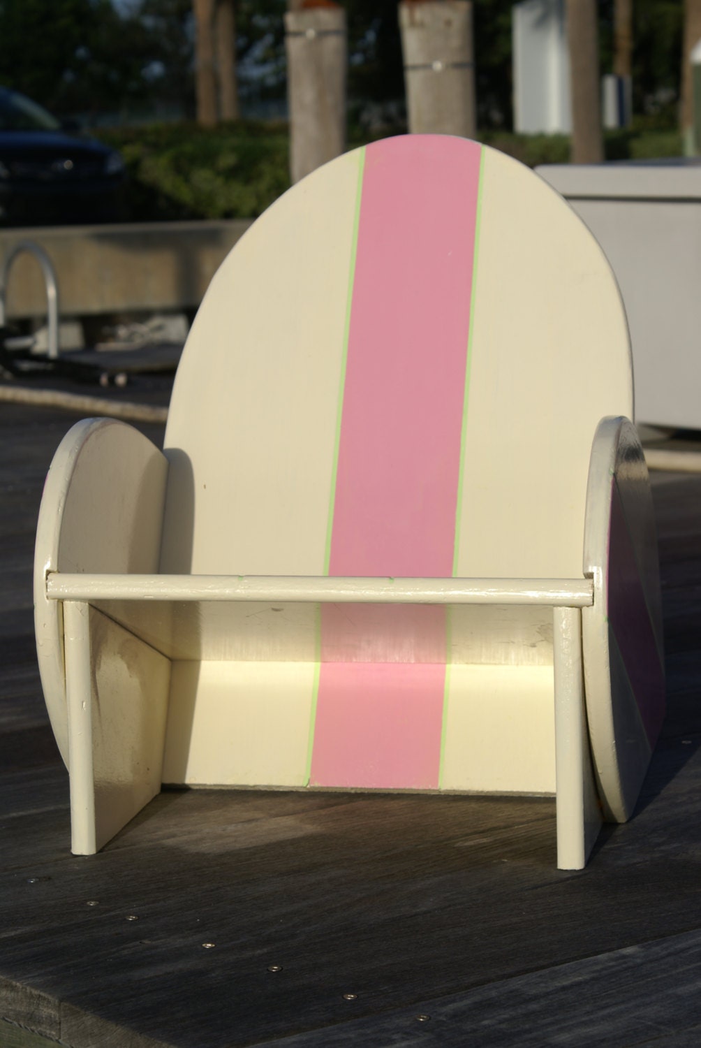 Kids Surfboard Chair with Pink stripe, nautical nursery, kids bedroom