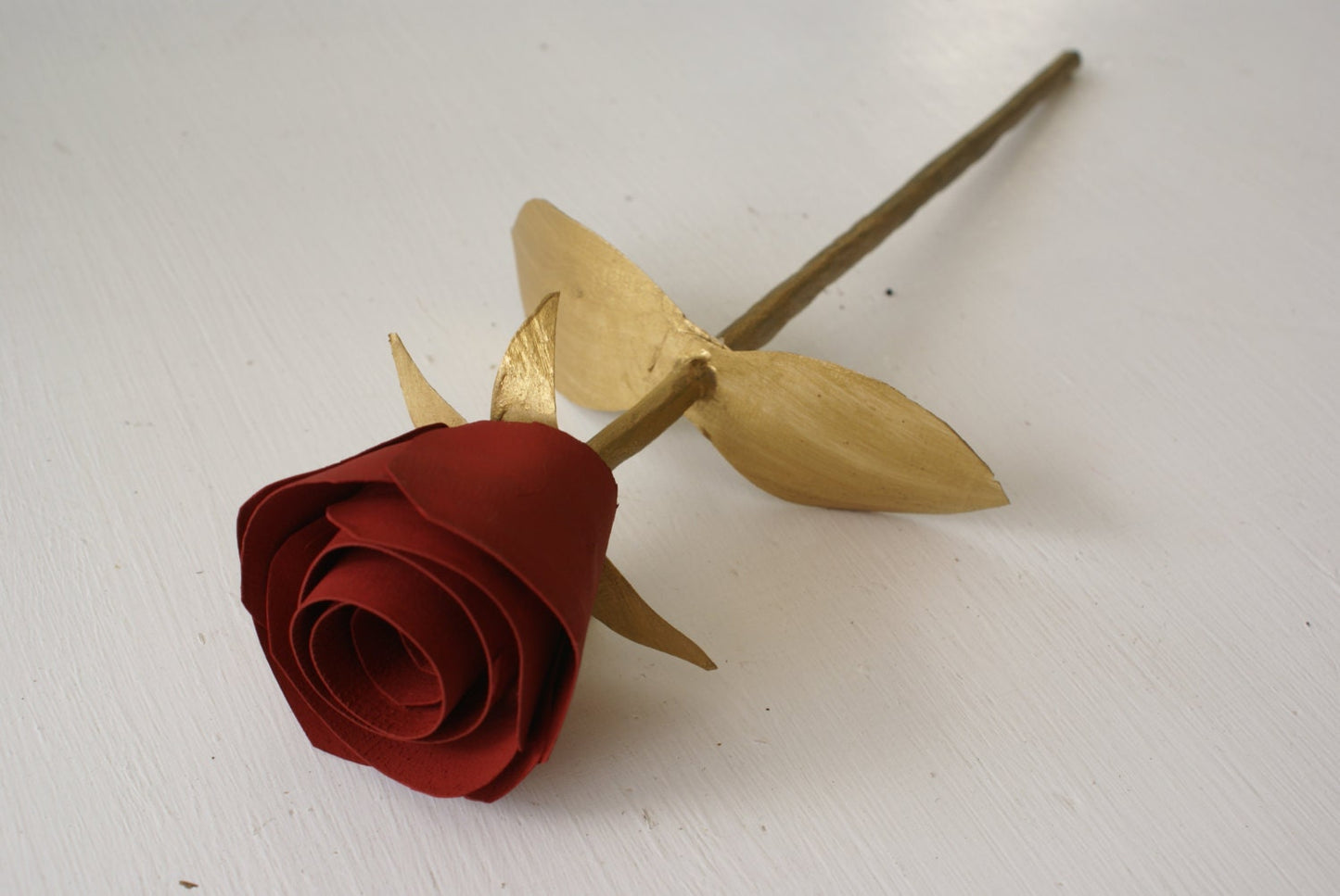 Handmade wooden rose, Red and Gold Rose for FSU fans