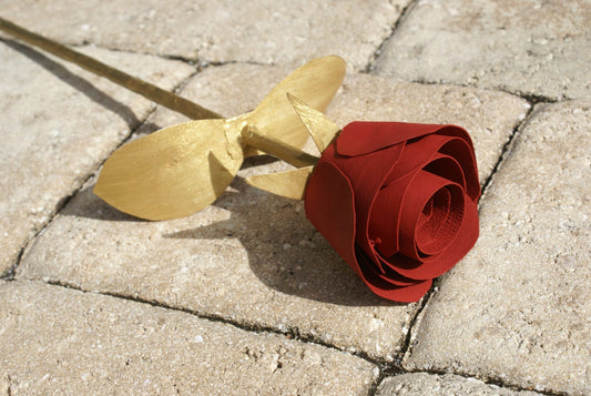 Handmade wooden rose,  Red and Gold Rose for FSU fans