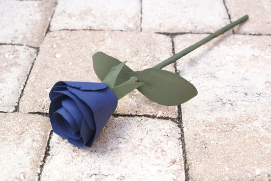 Handmade blue wood rose