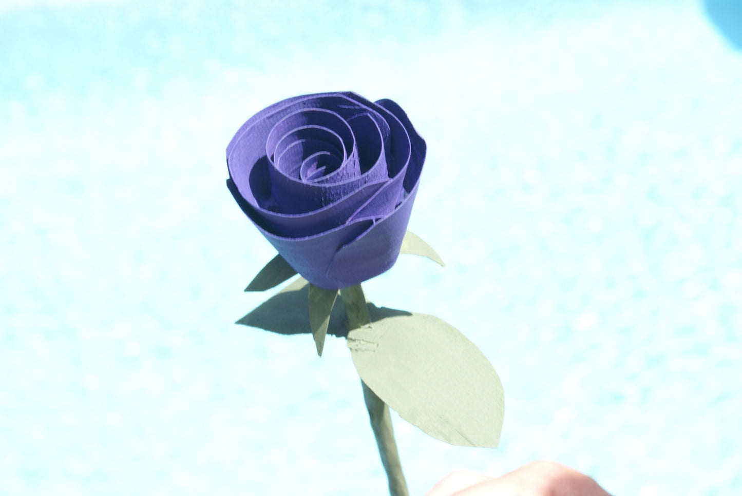 Handmade purple wooden rose for anniversary gift