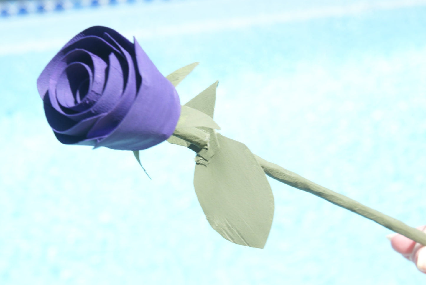 Handmade purple wooden rose for anniversary gift
