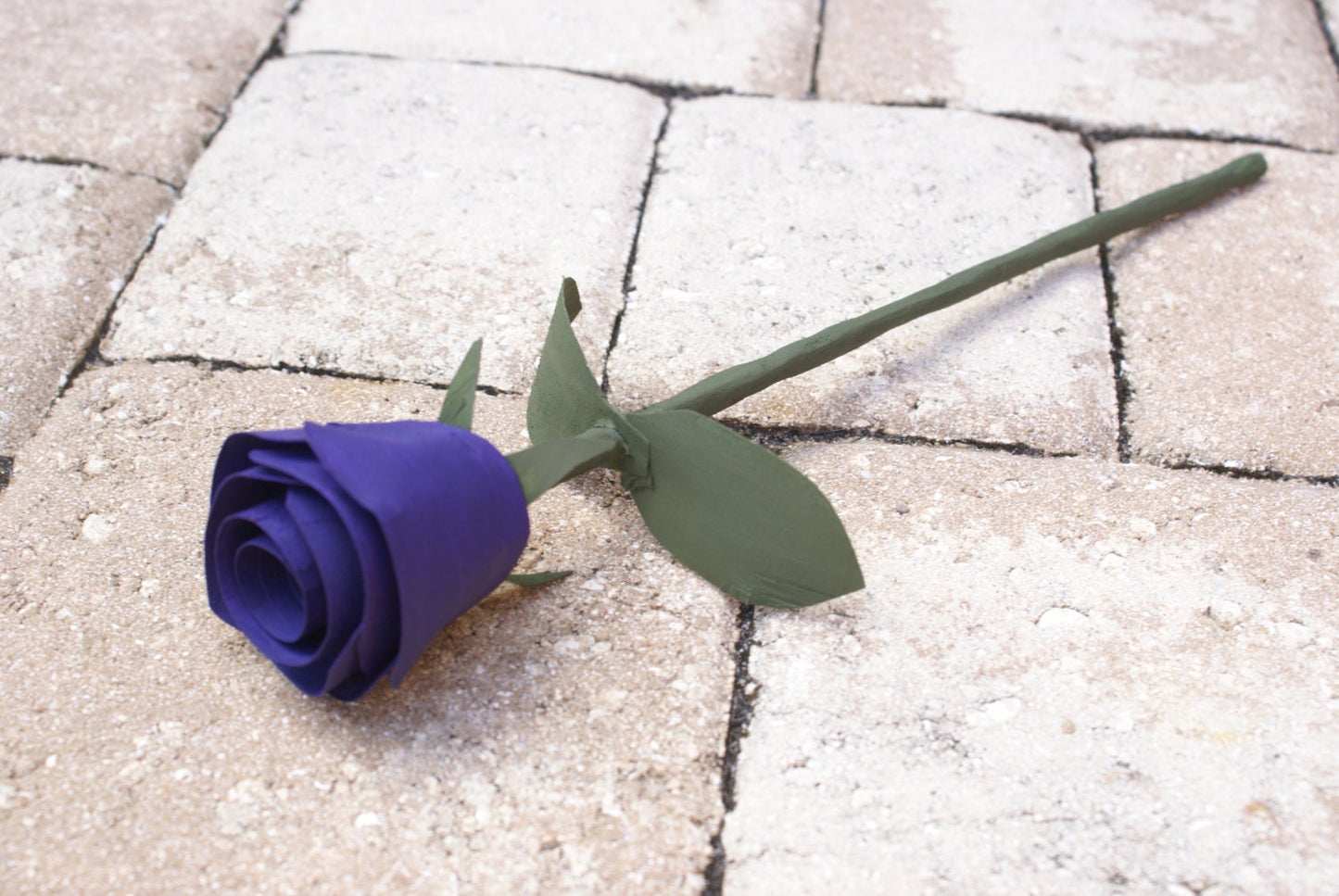 Handmade purple wooden rose for anniversary gift