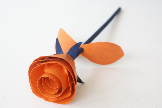 Handmade wooden Orange and Blue Rose for UF fans