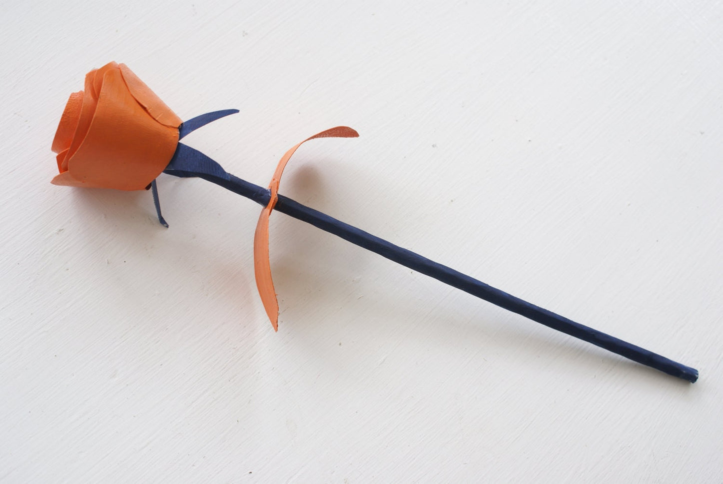 Handmade wooden Orange and Blue Rose for UF fans