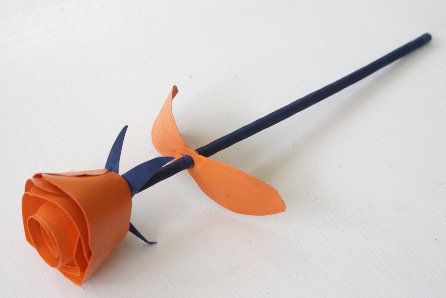 Handmade wooden Orange and Blue Rose for UF fans