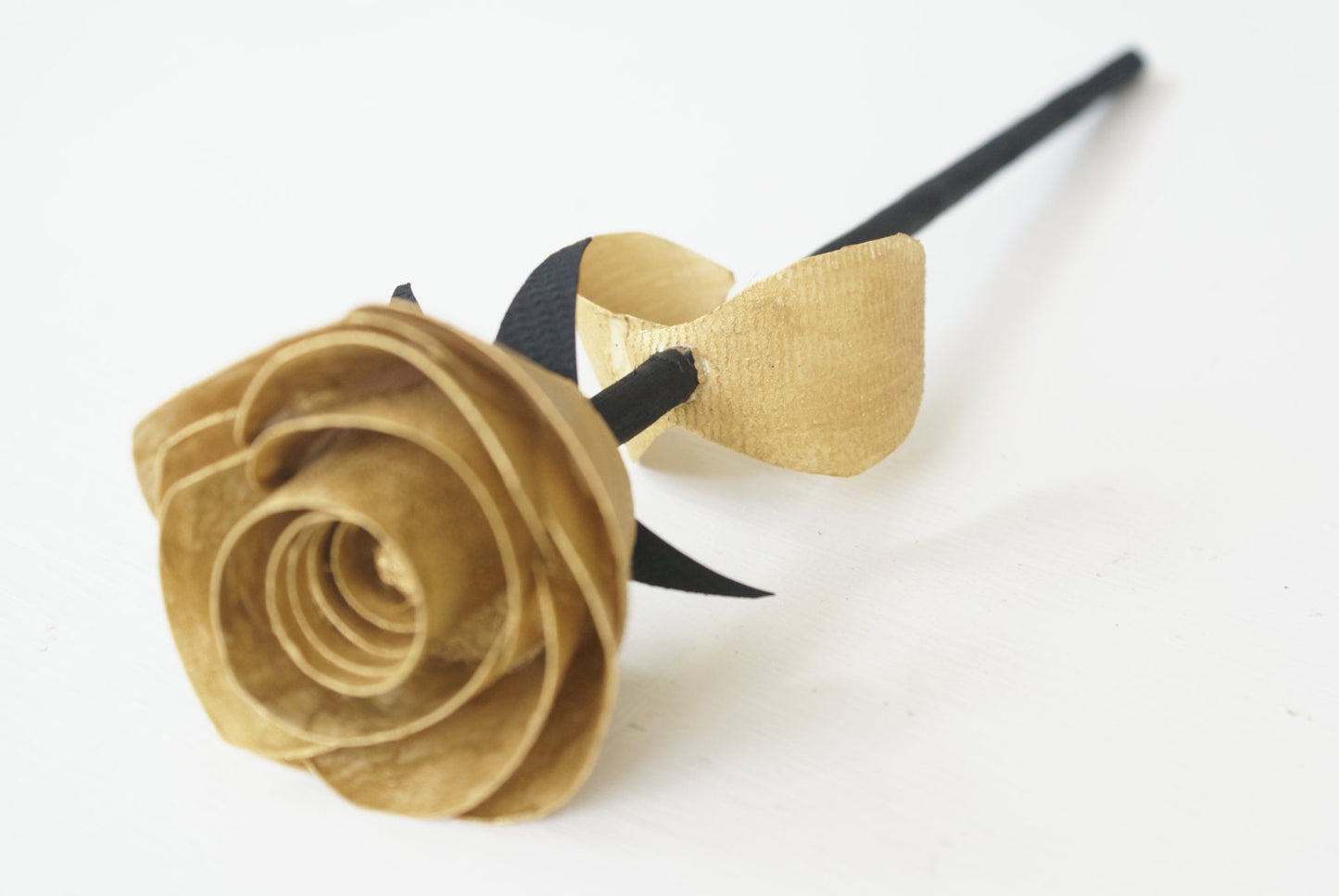Handmade wood rose, Gold and black wooden rose UCF Fans