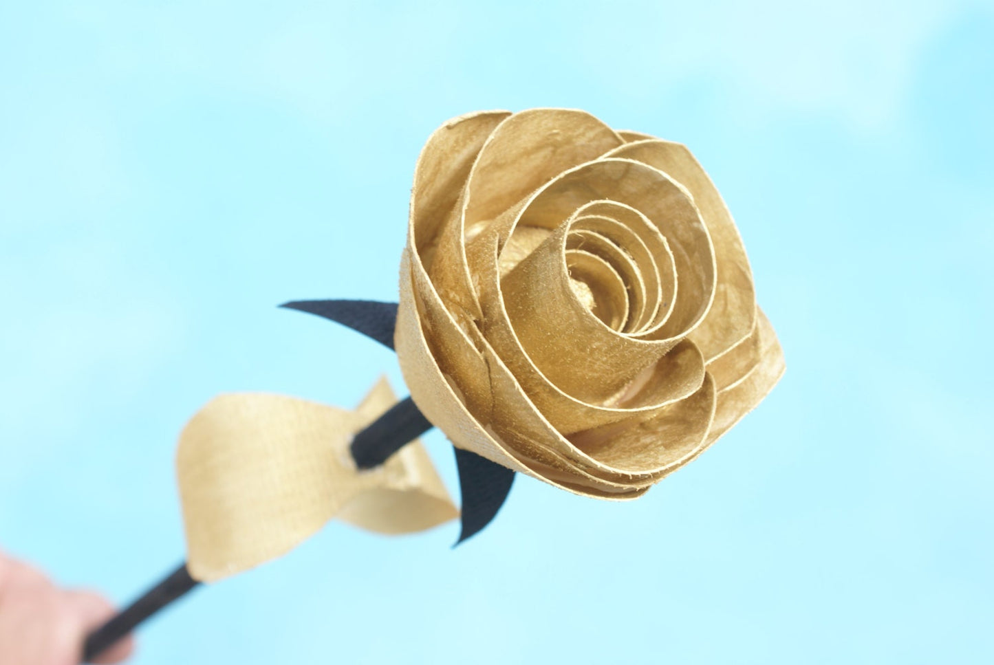 Handmade wood rose, Gold and black wooden rose UCF Fans