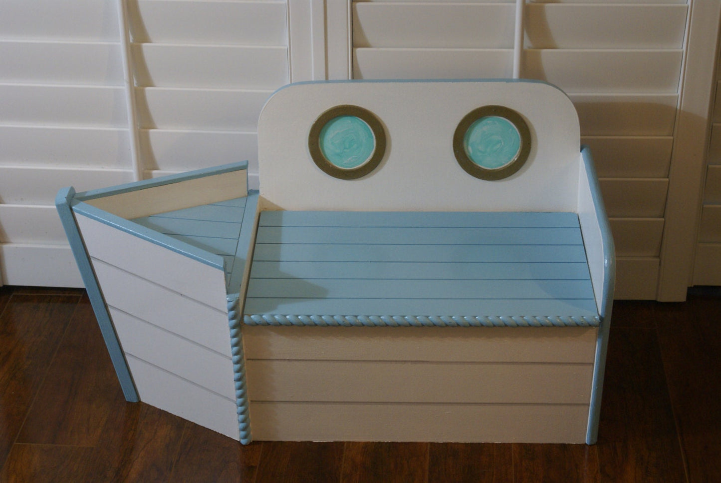 Handmade wood blue and white Storage Chest, Toy Box ,entryway