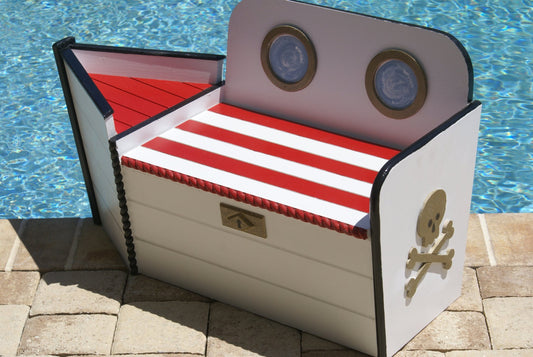 Pirate Boat shaped wood storage chest