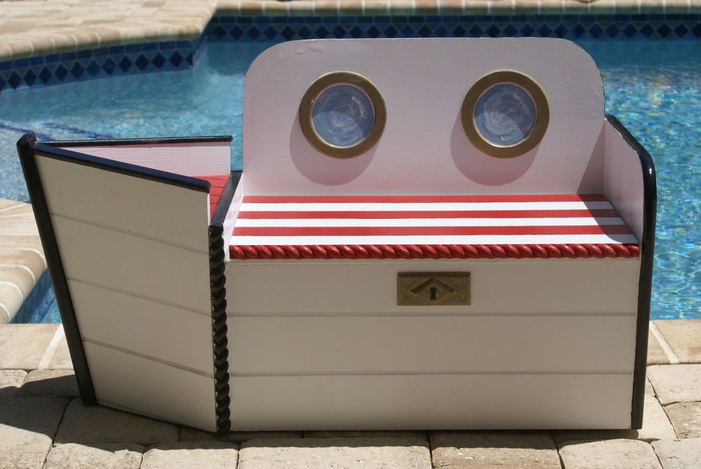 Pirate Boat shaped wood storage chest