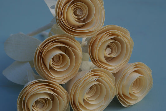 6 Handmade wooden roses