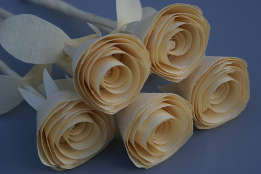 Handmade Wood Roses, 5 wood roses,