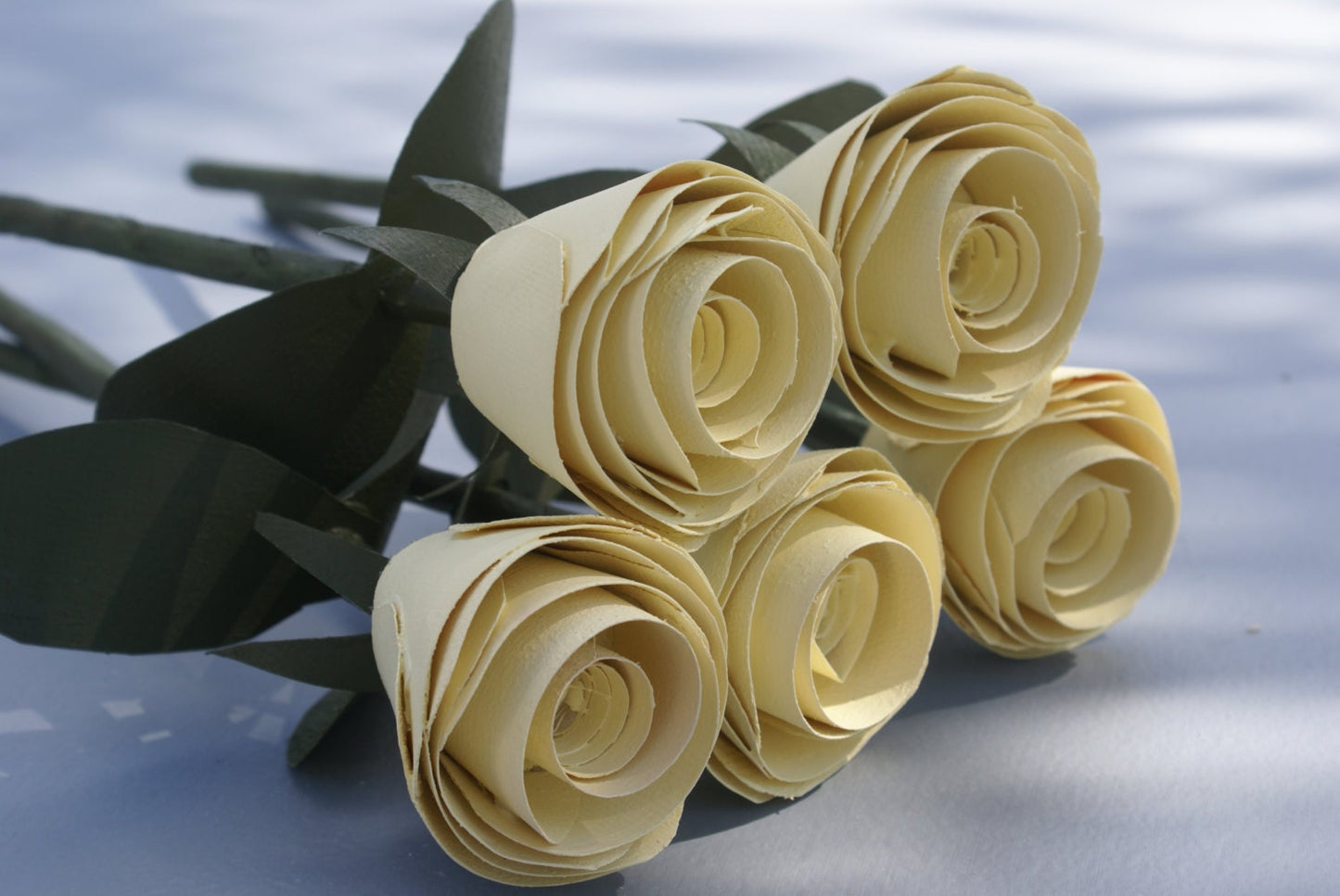 5 Handmade wooden roses