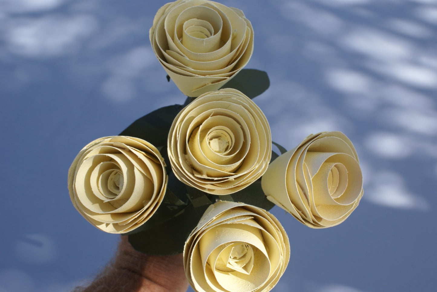 5 Handmade wooden roses