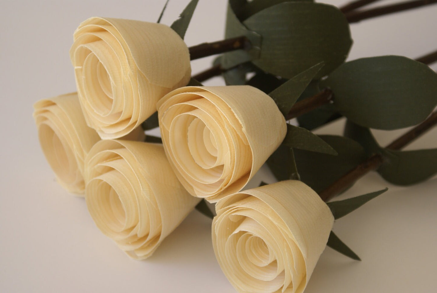 Handmade wood roses, wooden roses with real wood branches