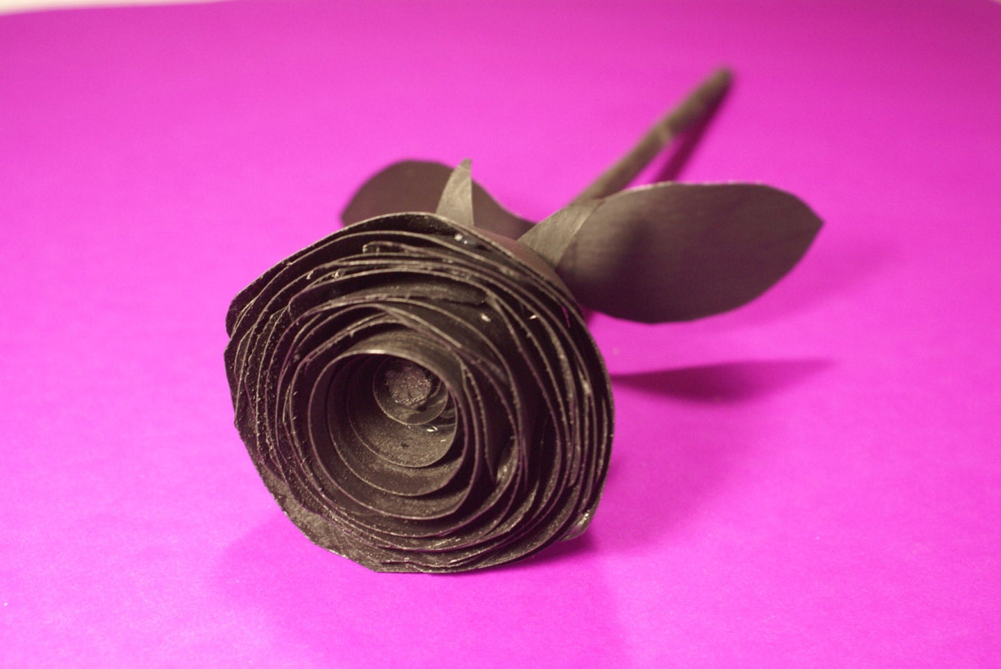 Handmade wooden black rose