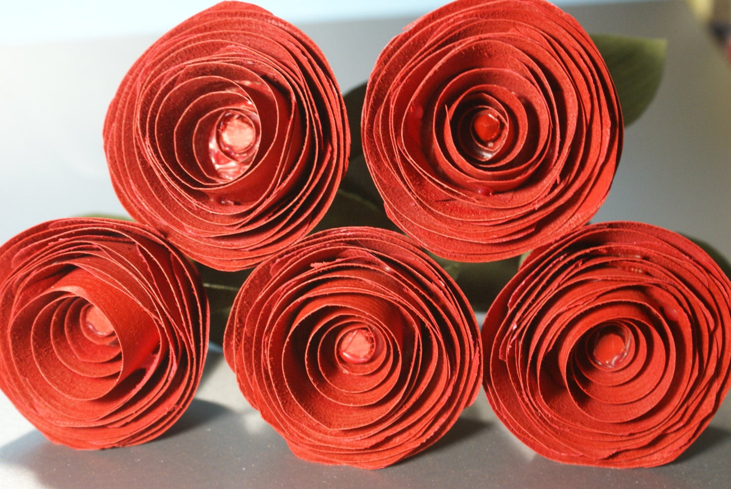 5 Handmade wood roses