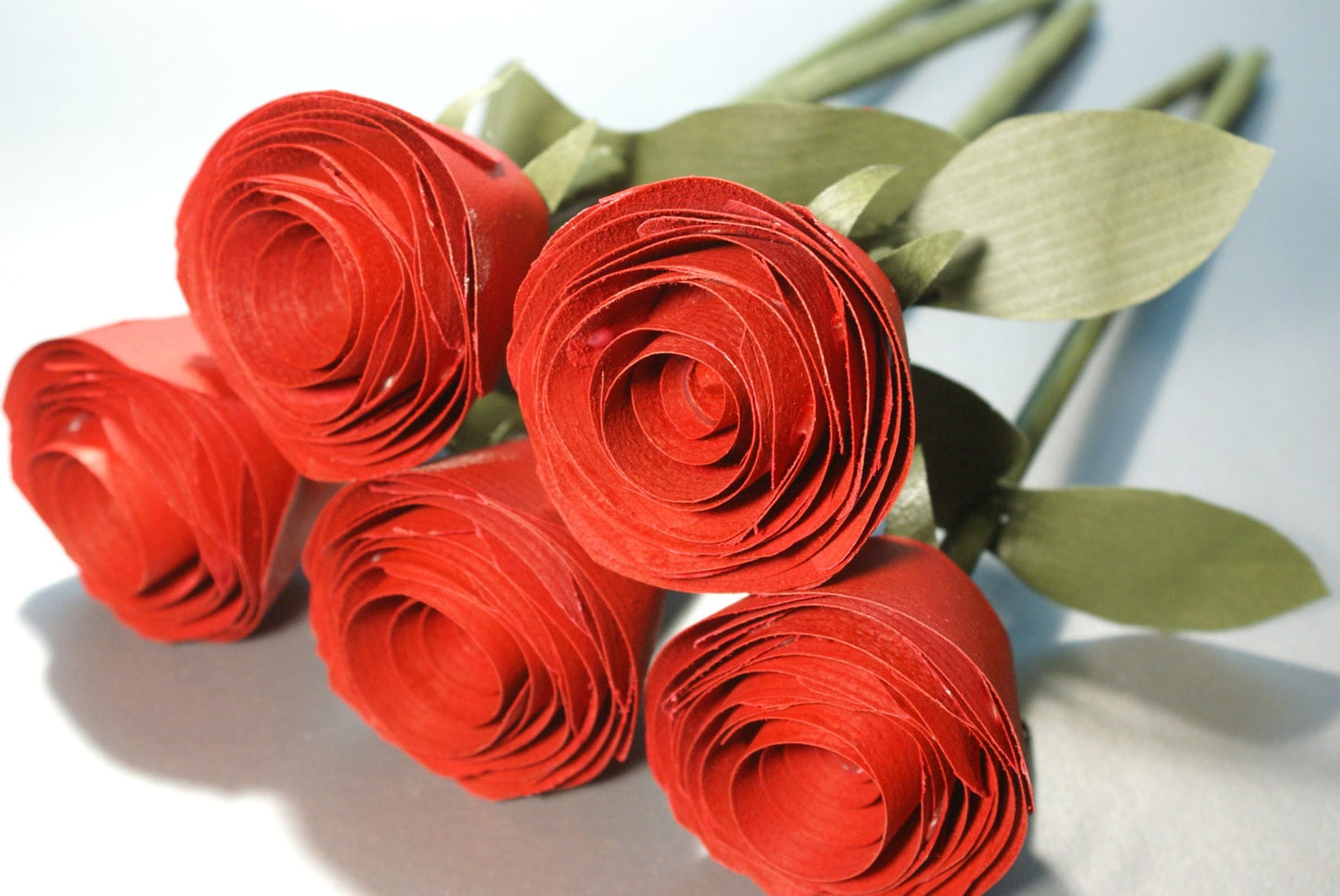 5 Handmade wood roses