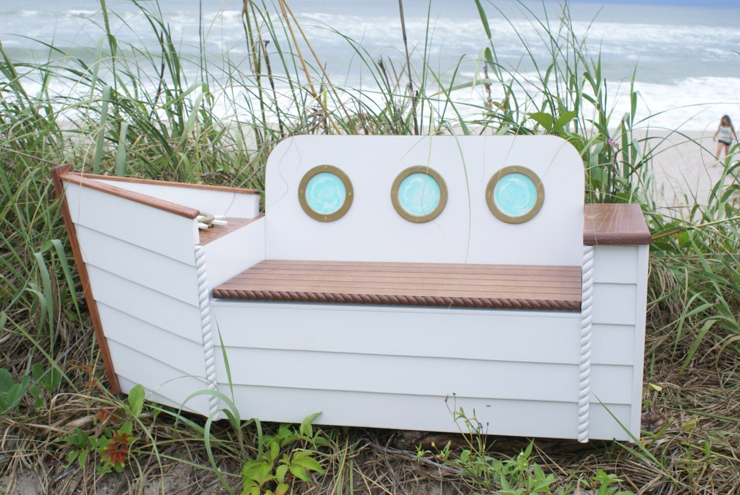 Nautical themed Storage bench for entryway or toy chest