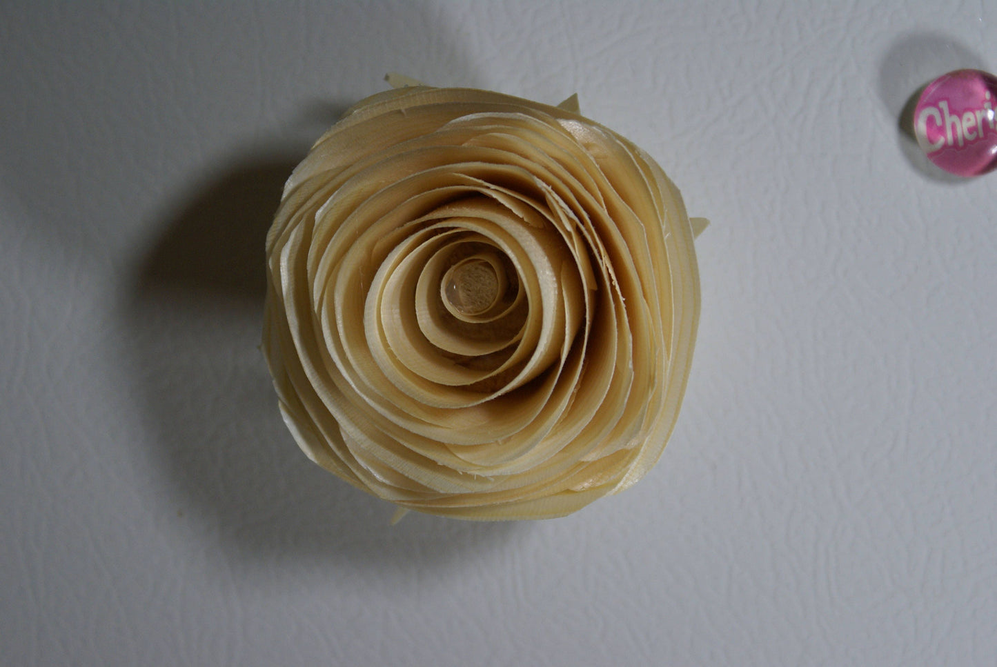 Handmade wood rose refrigerator magnet