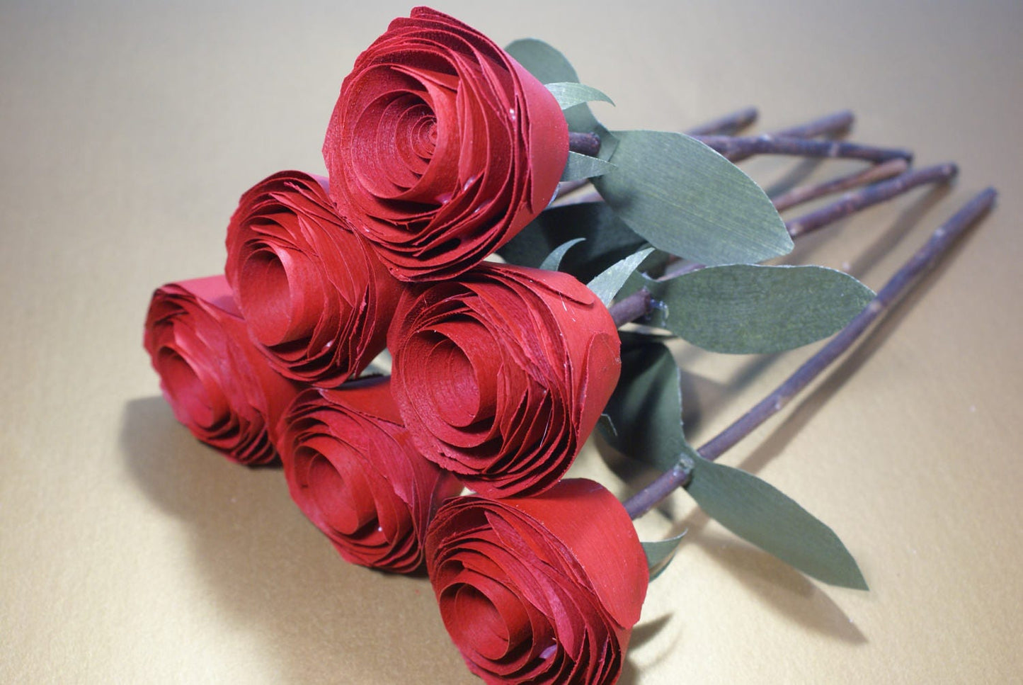 6 Handmade wood roses