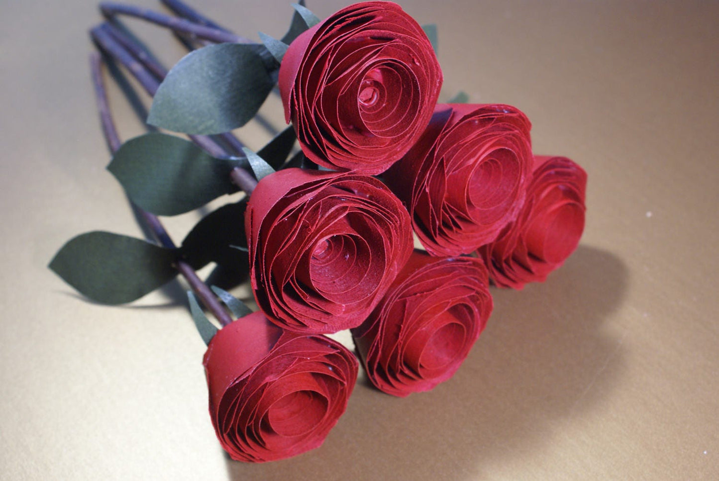 6 Handmade wood roses