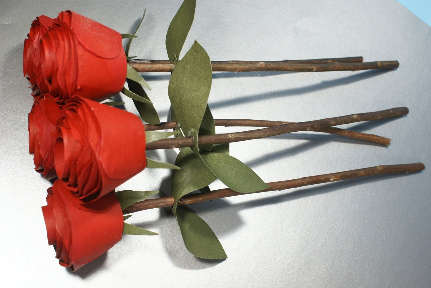 6 Handmade wood roses