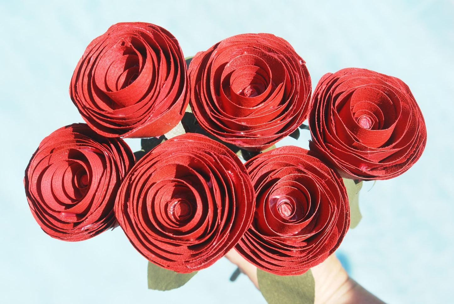 6 Handmade wood roses