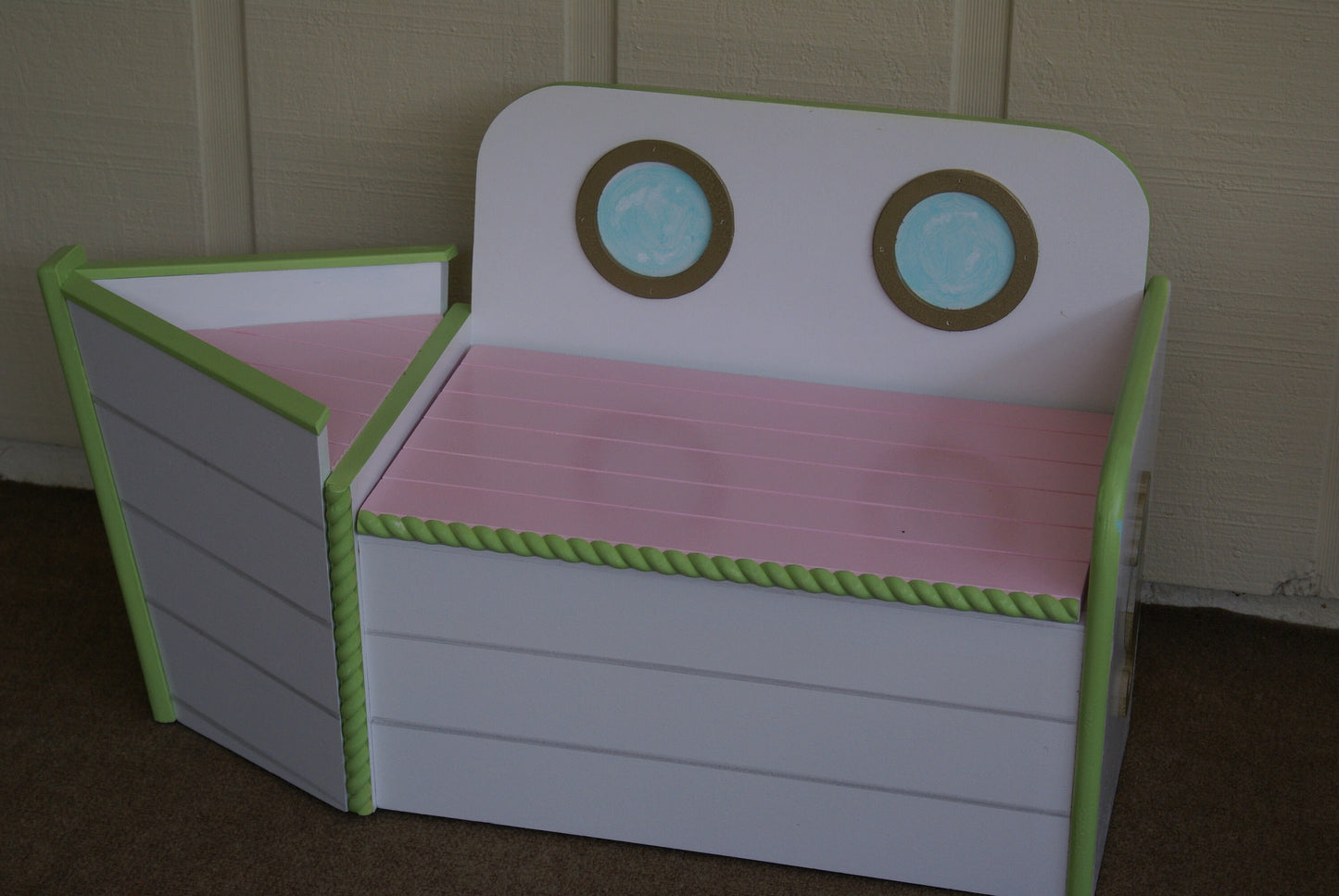 Pink and Green nautical storage chest toy box