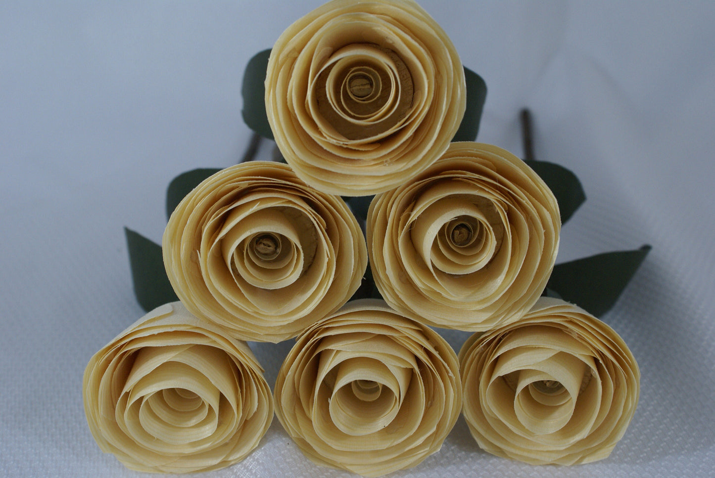 6 Wood Roses with tree branch stems