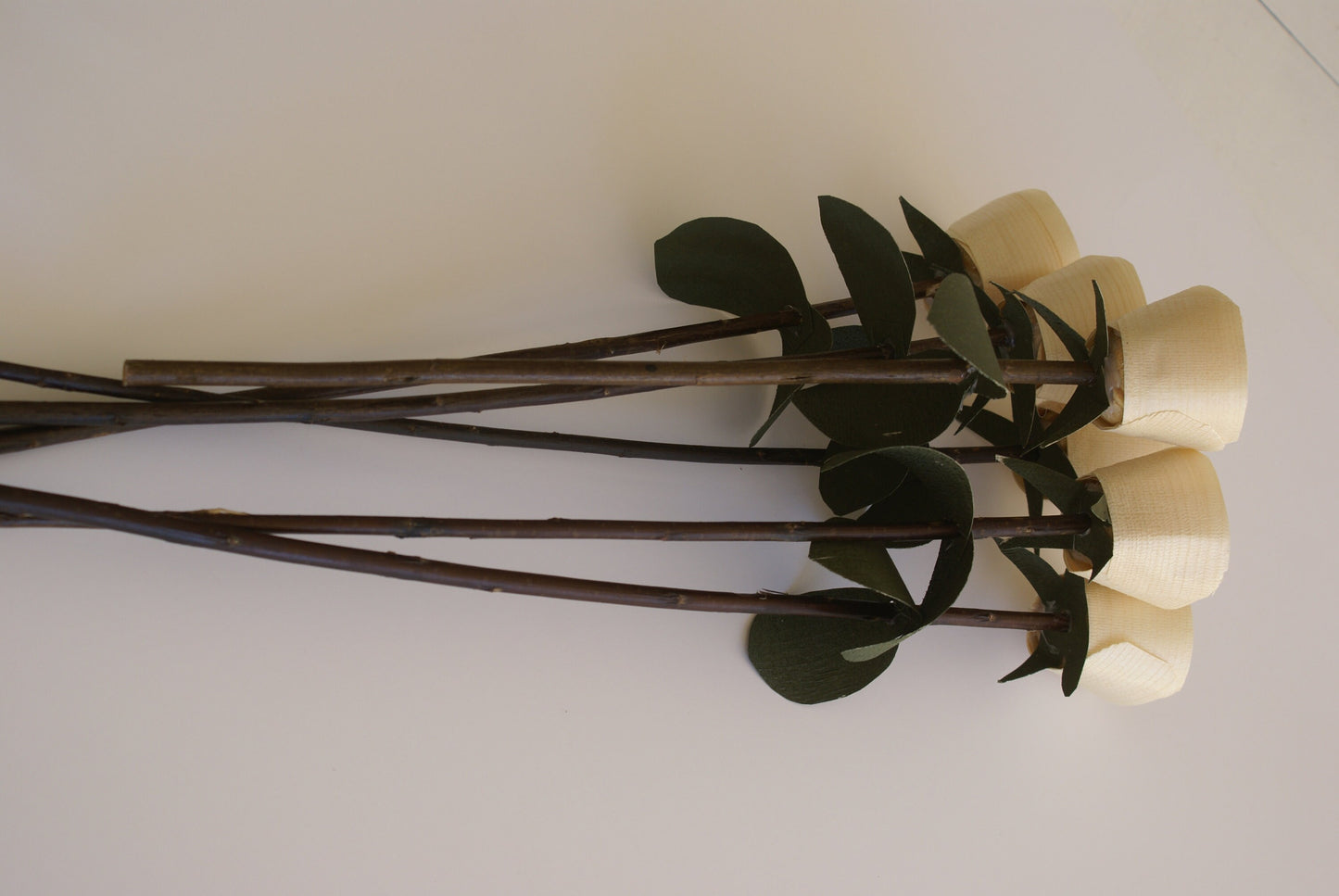 6 Handmade wood roses of tree branch stem